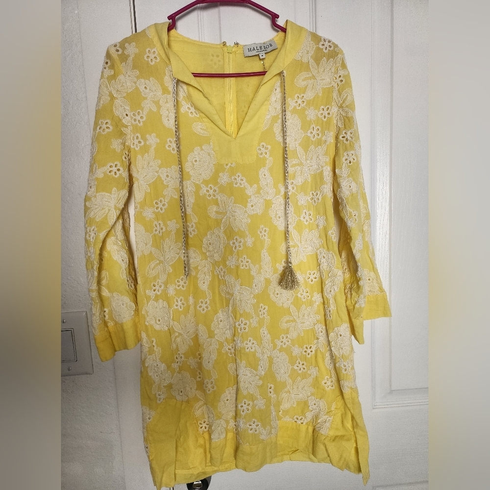 Hale Bob Los Angeles mini dress, size small,‎ embroidered, yellow